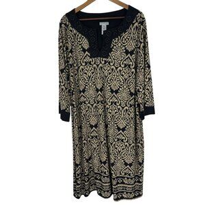 Catherines Black and Cream Patterned Knit Dress
